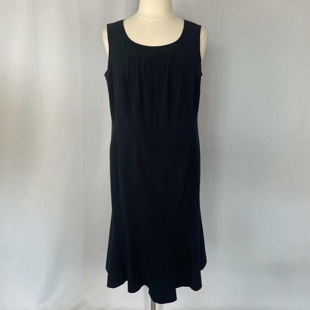 Vintage Sleeveless Dress Plus Size 18W Black Solid Minimal Flare Office Academia